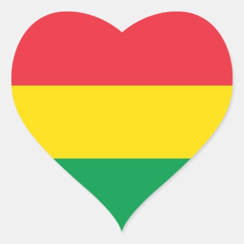 Rasta Colors Green Yellow Red Stripes Flag Pattern Heart Sticker