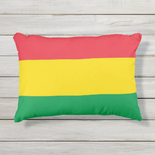 Rasta Colors Green Yellow Red Stripes Flag Pattern Outdoor Pillow
