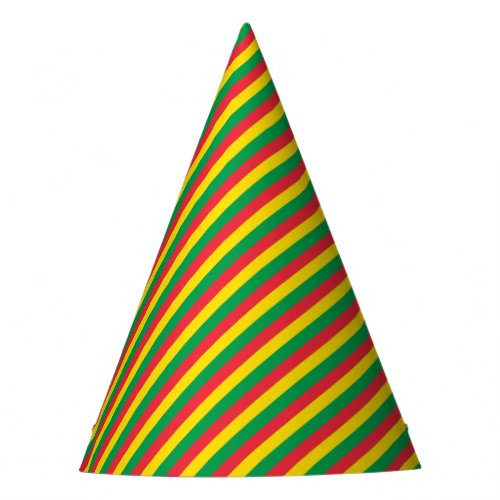 Rasta Colors Green Yellow Red Stripes Flag Pattern Party Hat
