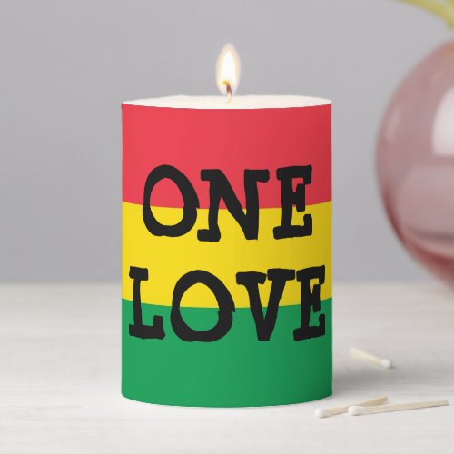 Rasta Colors Green Yellow Red Stripes Flag Pattern Pillar Candle