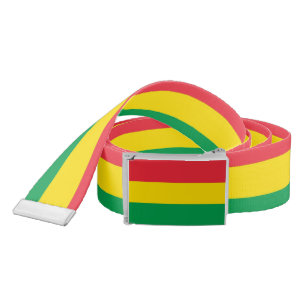Rasta Colors Green Yellow Red Stripes Pattern Belt