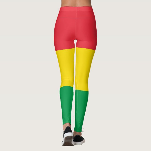 Rasta Colors Green Yellow Red Stripes Pattern Leggings (Back)