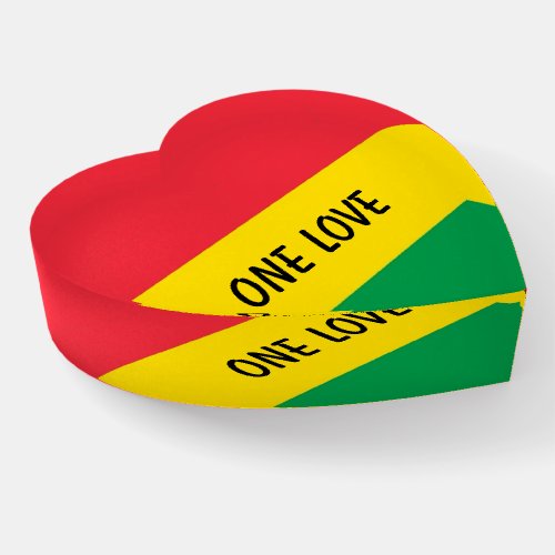 Rasta Colors One Love Heart Custom Text Paperweight