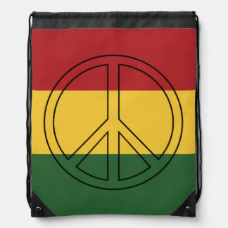 Rasta Colors Peace Drawstring Bag