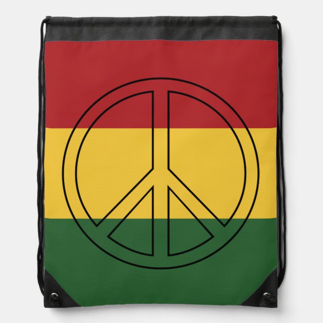 Rasta Colors Peace Drawstring Bag (Front)