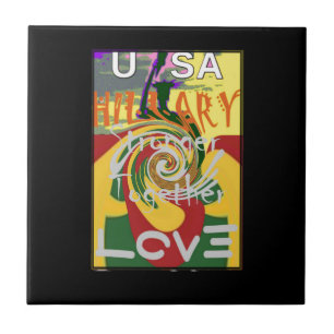 Rasta Colors Red Golden Green Hillary Art Print Ceramic Tile
