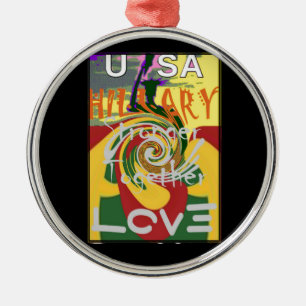 Rasta Colors Red Golden Green Hillary Art Print Metal Ornament