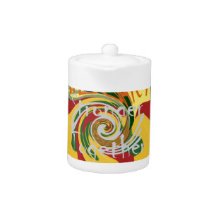 Rasta Colors Red Golden Green Hillary Art Print Teapot