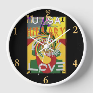 Rasta Colors Red Golden Green Hillary Art Print Wall Clock