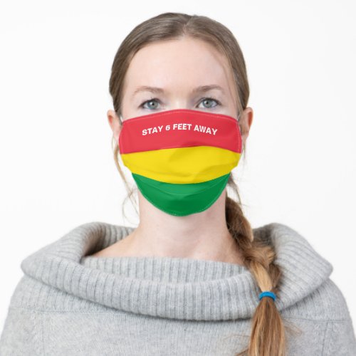 Rasta Colors Red Yellow Green Stripes Pattern Adult Cloth Face Mask