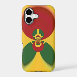 Rasta colors themed: spiral red, green, and yellow iPhone 17 case
