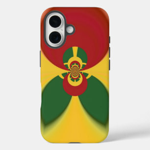 Rasta colors themed: spiral red, green, and yellow iPhone 16 case