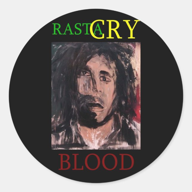 RASTA CRY BLOOD CLASSIC ROUND STICKER (Front)