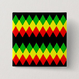 Rasta Diamonds. Red Gold and Green. Jah Rastafari Button