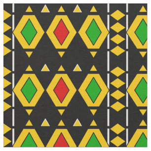 Rasta Flag Colored African Geometric Pattern Fabric