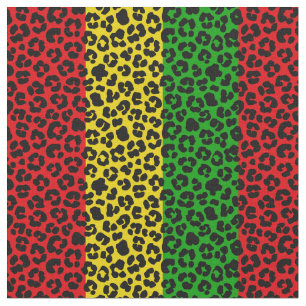 Rasta Flag Colored Leopard Print Pattern Fabric