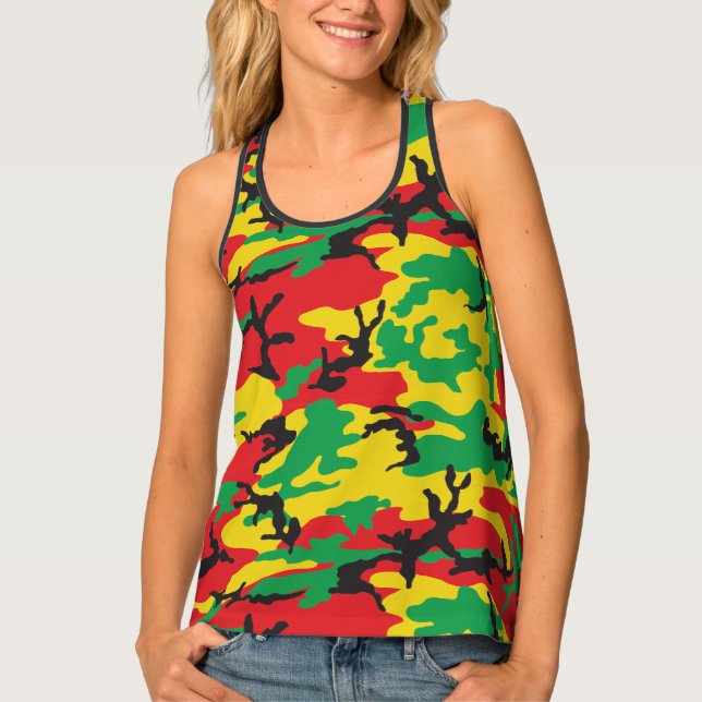 Rasta Flag Colored Patterned Tank Top (Front)