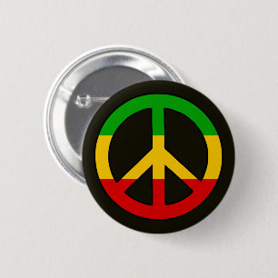 Rasta Flag Colors Peace Symbol Button
