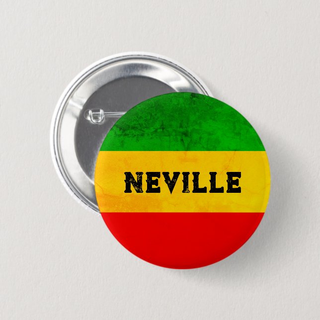 Rasta Flag Coloured Striped Reggae Button (Front & Back)