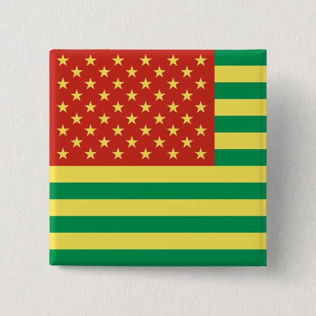Rasta Flag US Badge Pinback Button (Front)