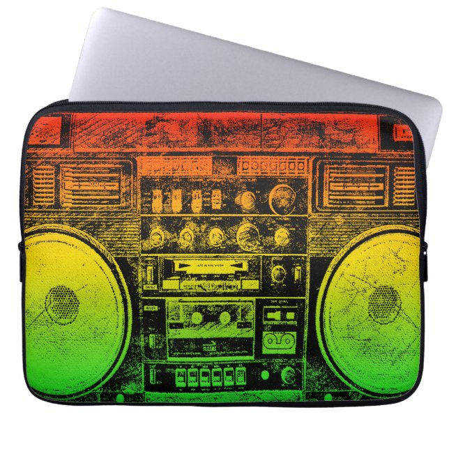 Rasta ghetto blaster laptop sleeve (Front)