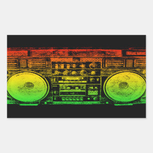 Rasta ghetto blaster rectangular sticker