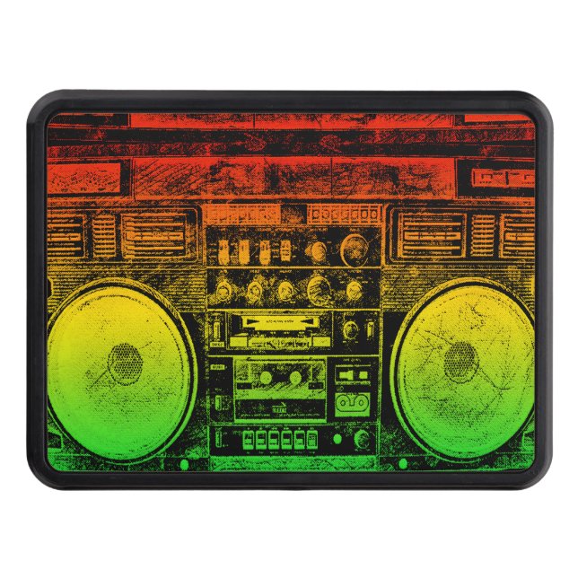 Rasta Ghetto Blaster Trailer Hitch Cover (Front)