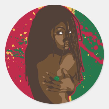 Rasta Girl Classic Round Sticker