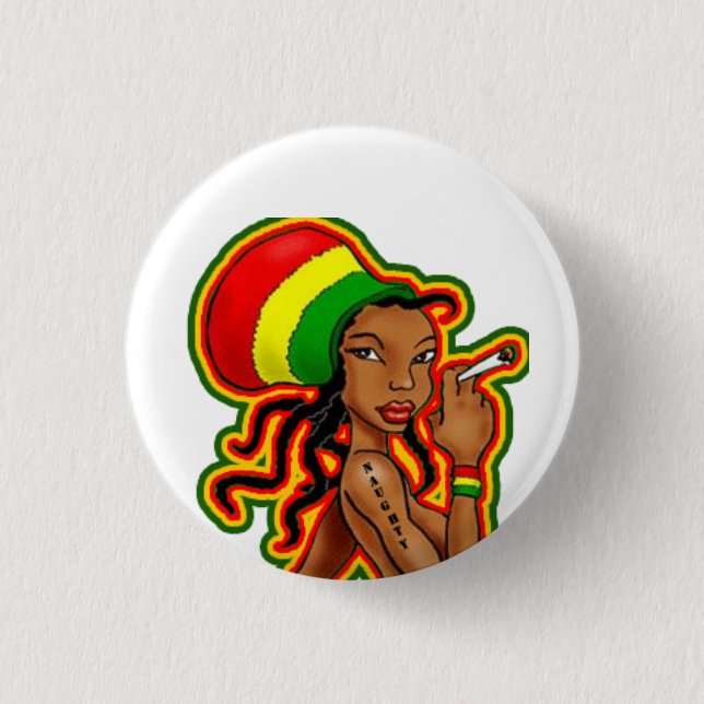 Rasta Girl plates Pinback Button (Front)