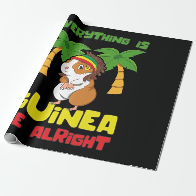 Rasta Guinea Pig Wrapping Paper (Unrolled)
