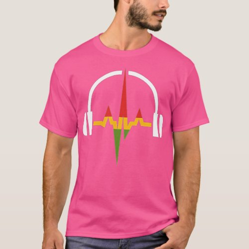 Rasta Headphones And Music Wave  T_Shirt