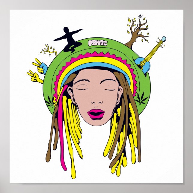 rasta hippie babe poster (Front)