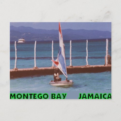 Rasta in a Sailboat Montego Bay Jamaica Postcard