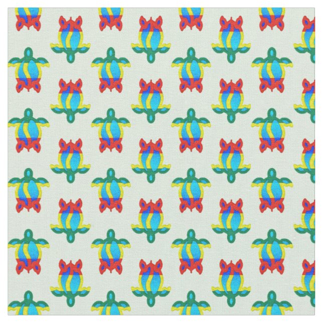 Rasta Island Colors Tribal Turtle Fabric (Close Up)