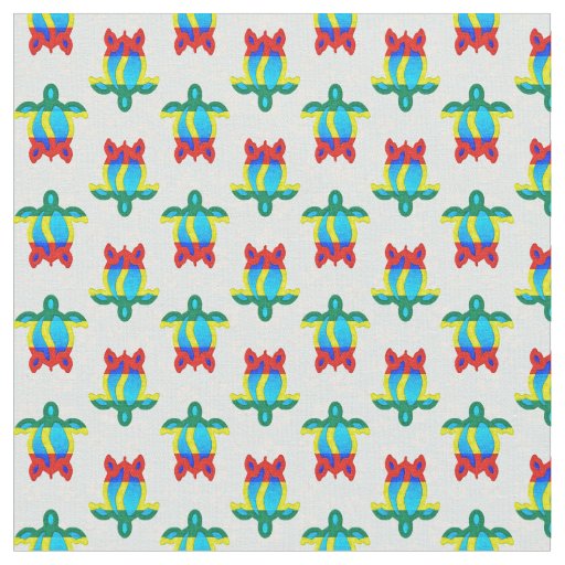 Rasta Island Colors Tribal Turtle Floral Fabric