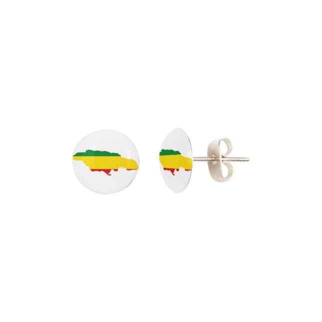 Rasta/Jamaica/Ethiopian  MapFlag Studs Earrings (Angled)