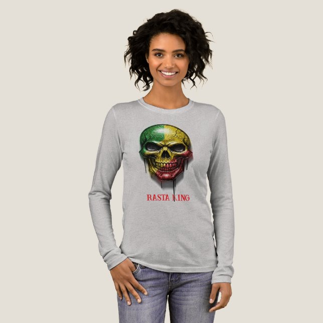 RASTA KING SKULL Tri-Blend SHIRT (Full Front)