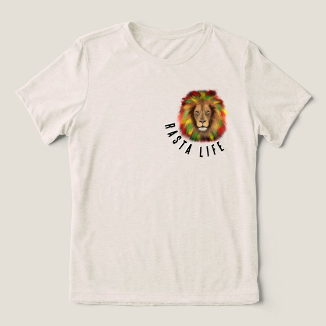 rasta life lion head red green yellow Jamaica real Tri-Blend Shirt (Design Front)