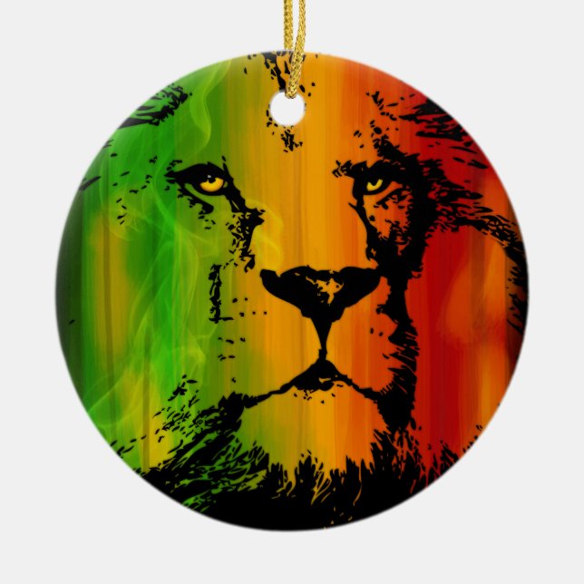 Rasta Lion Ceramic Ornament (Front)