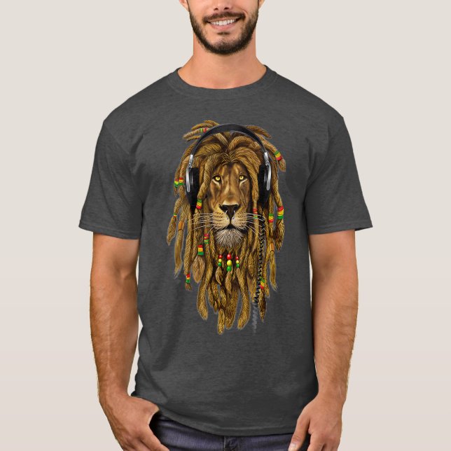 Rasta Lion Dreadlocks Reggae Cool gift for Lover T-Shirt (Front)