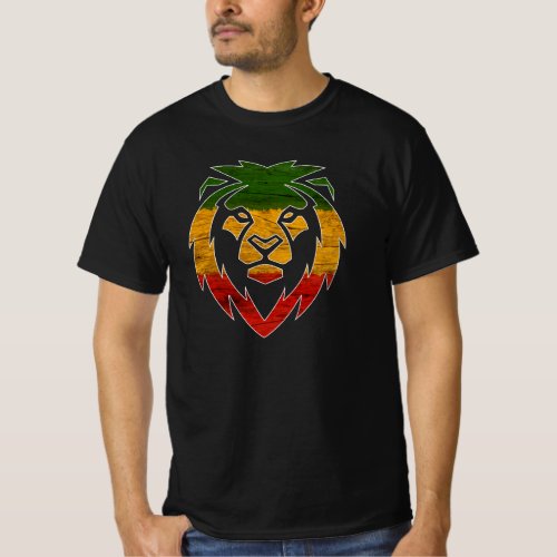 Rasta Lion Head Rastafarian Lion Jamaican flag T_Shirt