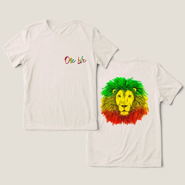 rasta lion head red green yellow Jamaica one love Tri-Blend Shirt (Design Front & Back)