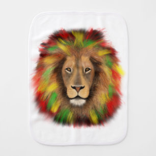 Rasta lion head red yellow green drawing Jamaica Baby Burp Cloth