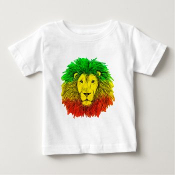 Rasta Lion Head Red Yellow Green Drawing Jamaica  Baby T-shirt by CharmedPix at Zazzle