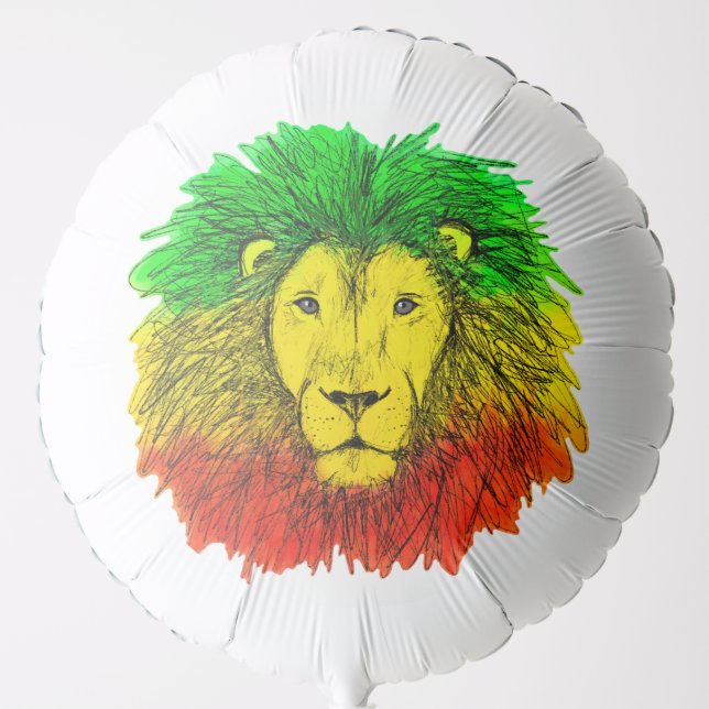 Rasta lion head red yellow green drawing Jamaica  Balloon (Front)
