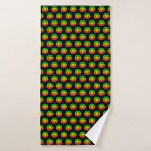 Rasta lion head red yellow green drawing Jamaica  Bath Towel