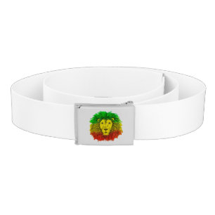 Rasta lion head red yellow green drawing Jamaica Belt