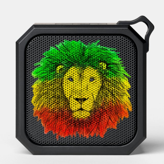 Rasta lion head red yellow green drawing Jamaica  Bluetooth Speaker (Front)