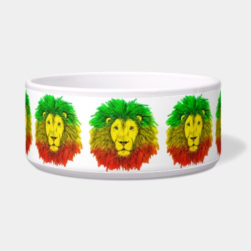 Rasta lion head red yellow green drawing Jamaica  Bowl