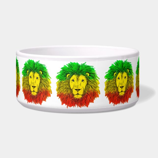 Rasta lion head red yellow green drawing Jamaica  Bowl (Front)